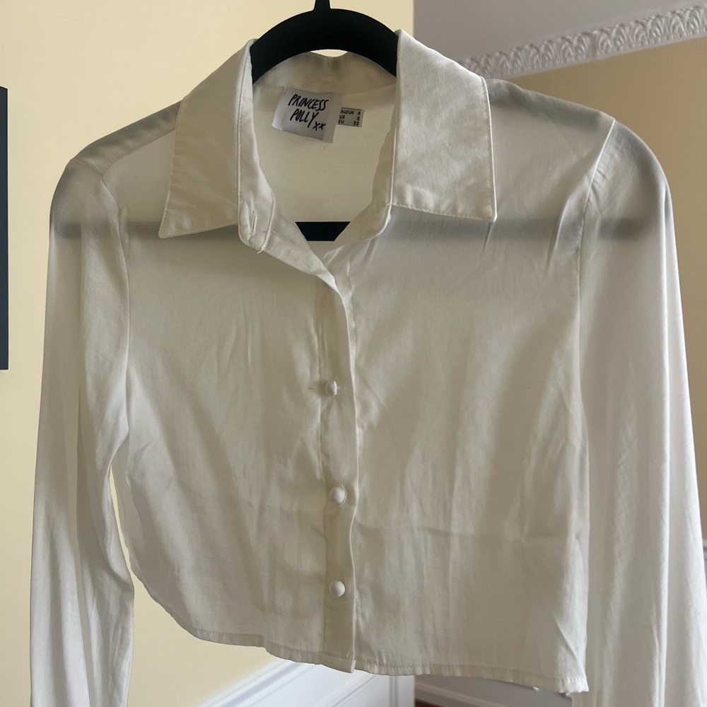 Princess Polly White Button-Up Women's Top